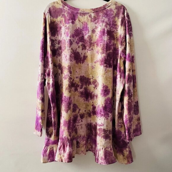 Logo By Lori Goldstein Womens Multicolor Tie Dye Ruffle Hem Top Size 3X Lot Of 2 - Picture 2 of 11